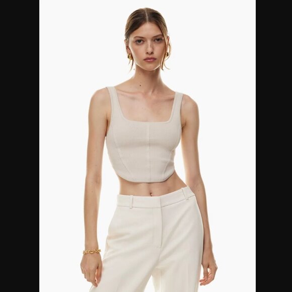 NWOT Aritzia Babaton Sculpt Knit Bustier Tank - Matte Pearl - Picture 1 of 9